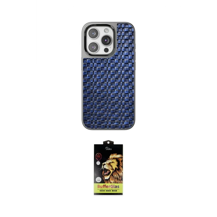 ieg™ iPhone 15 Pro Max Kılıf Siluet Form Serisi - Siyah Buffer Cam Ekran Koruyucu
