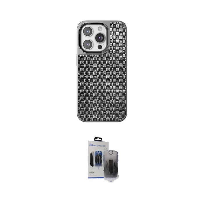 ieg™ iPhone 15 Pro Max Kılıf Siluet Form Serisi - Siyah Vanessa Magic Hayalet Cam