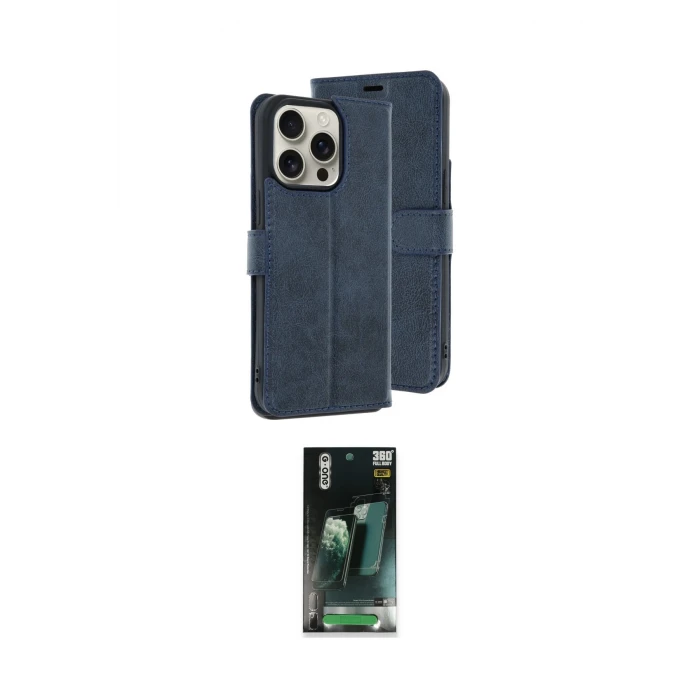 ieg™ iPhone 15 Pro Max Kılıf Siluet Işık Serisi - Siyah 360 Mat Full Body Arka Koruyucu