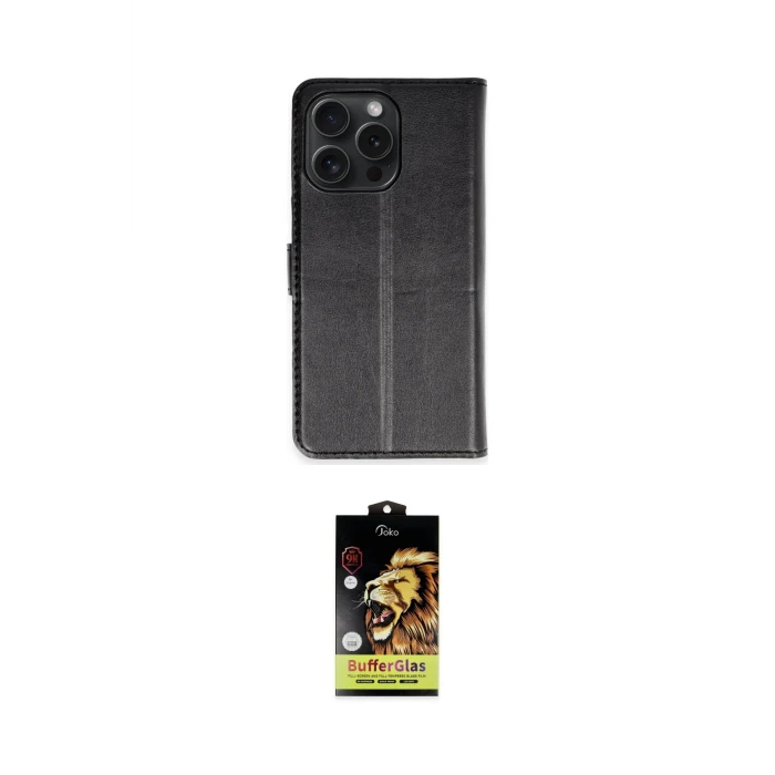ieg™ iPhone 15 Pro Max Kılıf Siluet Işık Serisi - Siyah Buffer Cam Ekran Koruyucu