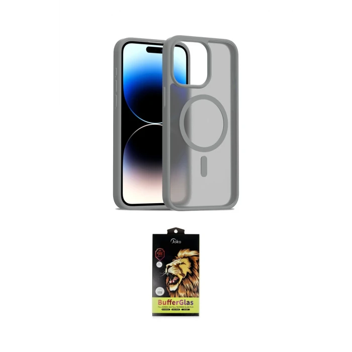 ieg™ iPhone 15 Pro Max Kılıf Siluet Minimal Prime - Siyah Buffer Cam Ekran Koruyucu