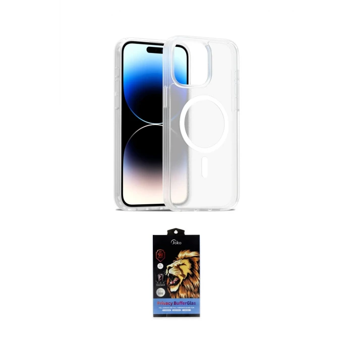 ieg™ iPhone 15 Pro Max Kılıf Siluet Minimal Prime - Siyah Buffer Hayalet Cam Ekran Koruyucu