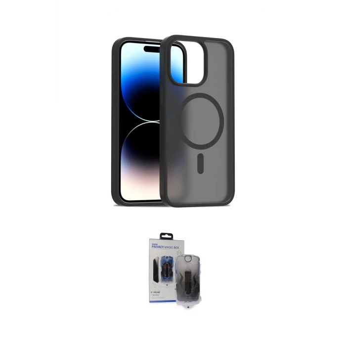 ieg™ iPhone 15 Pro Max Kılıf Siluet Minimal Prime - Siyah Vanessa Magic Hayalet Cam