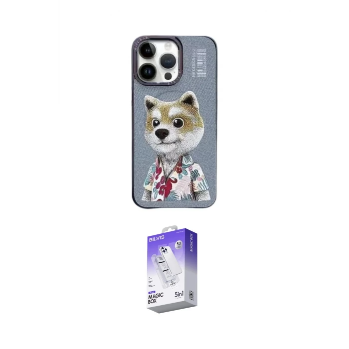 ieg™ iPhone 15 Pro Max Kılıf Siluet Modern Özel Seri - Siyah Bilvis 5in1 3D Magic Cam Ekran Koruyucu