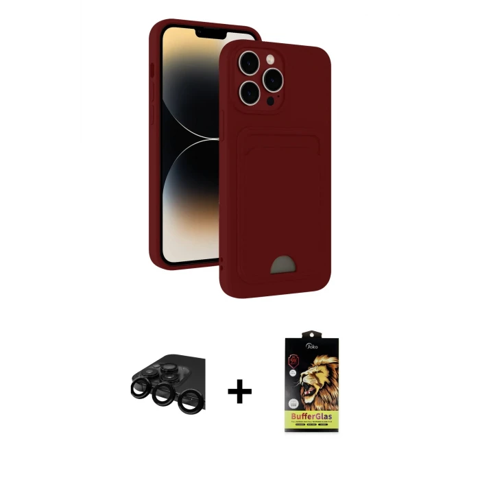 ieg™ iPhone 15 Pro Max Kılıf Vadi Çizgi Prime - Siyah Buffer Cam Ekran Koruyucu + Raze Metal Kamera Lens - SH