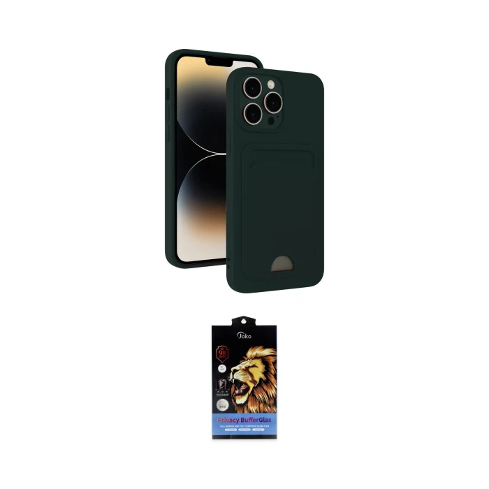 ieg™ iPhone 15 Pro Max Kılıf Vadi Çizgi Prime - Siyah Buffer Hayalet Cam Ekran Koruyucu