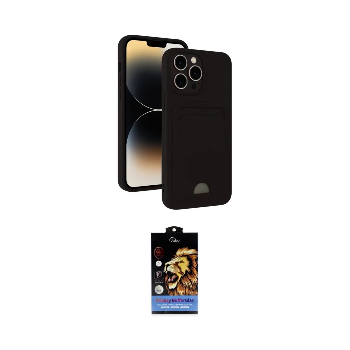 ieg™ iPhone 15 Pro Max Kılıf Vadi Çizgi Prime - Siyah Buffer Hayalet Cam Ekran Koruyucu