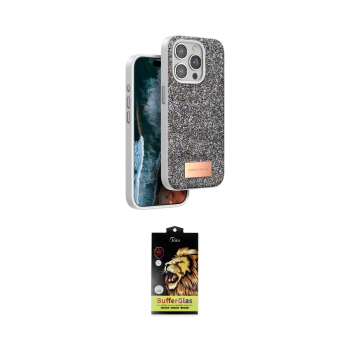 ieg™ iPhone 15 Pro Max Kılıf Vadi Klasik Serisi - Siyah Buffer Cam Ekran Koruyucu