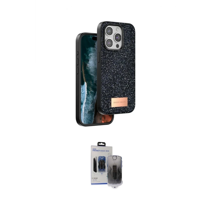 ieg™ iPhone 15 Pro Max Kılıf Vadi Klasik Serisi - Siyah Vanessa Magic Hayalet Cam
