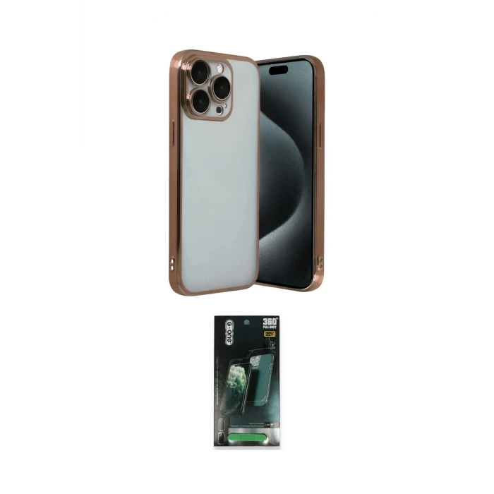 ieg™ iPhone 15 Pro Max Kılıf Vadi Minimal - Şeffaf 360 Full Body Arka Koruyucu