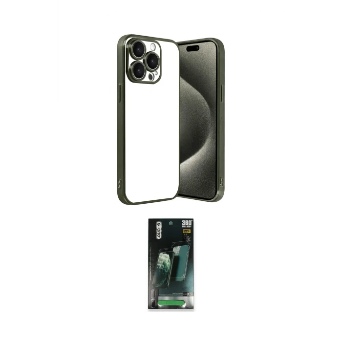 ieg™ iPhone 15 Pro Max Kılıf Vadi Minimal - Şeffaf 360 Full Body Arka Koruyucu
