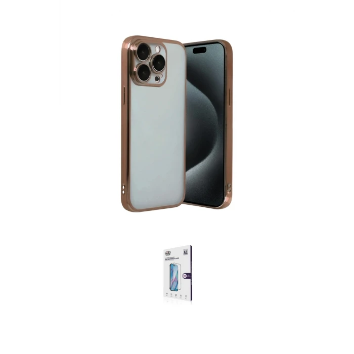 ieg™ iPhone 15 Pro Max Kılıf Vadi Minimal - Siyah Bilvis 0.18mm Plus Cam Ekran Koruyucu
