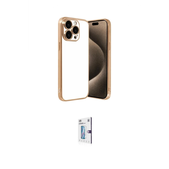 ieg™ iPhone 15 Pro Max Kılıf Vadi Minimal - Siyah Bilvis 0.18mm Plus Cam Ekran Koruyucu