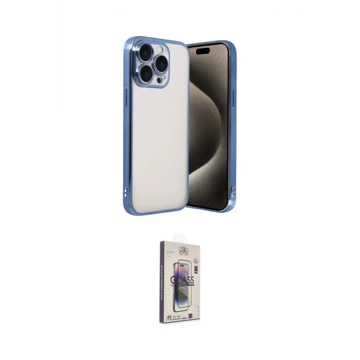 ieg™ iPhone 15 Pro Max Kılıf Vadi Minimal - Siyah Bilvis 3D Cam Ekran Koruyucu