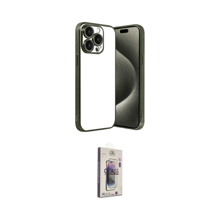 ieg™ iPhone 15 Pro Max Kılıf Vadi Minimal - Siyah Bilvis 3D Cam Ekran Koruyucu