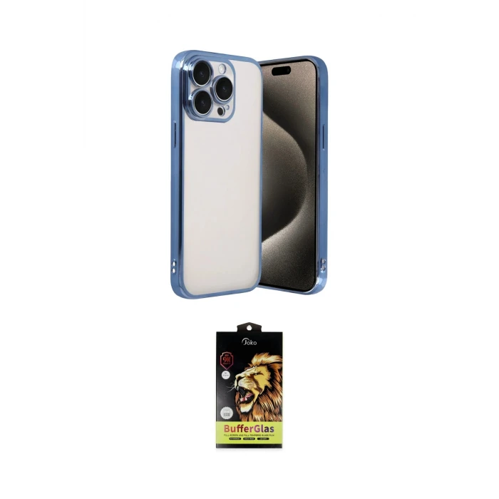 ieg™ iPhone 15 Pro Max Kılıf Vadi Minimal - Siyah Buffer Cam Ekran Koruyucu