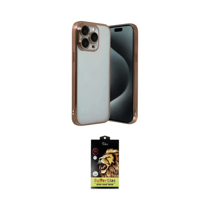 ieg™ iPhone 15 Pro Max Kılıf Vadi Minimal - Siyah Buffer Cam Ekran Koruyucu