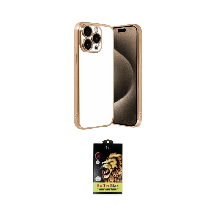 ieg™ iPhone 15 Pro Max Kılıf Vadi Minimal - Siyah Buffer Cam Ekran Koruyucu