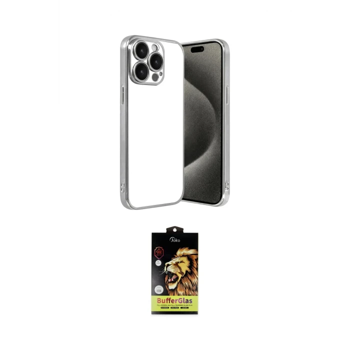 ieg™ iPhone 15 Pro Max Kılıf Vadi Minimal - Siyah Buffer Cam Ekran Koruyucu