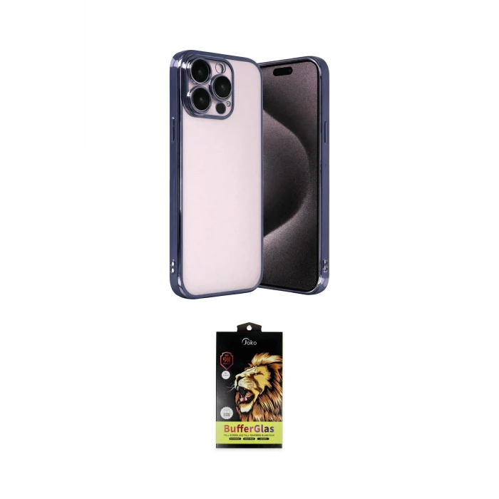 ieg™ iPhone 15 Pro Max Kılıf Vadi Minimal - Siyah Buffer Cam Ekran Koruyucu