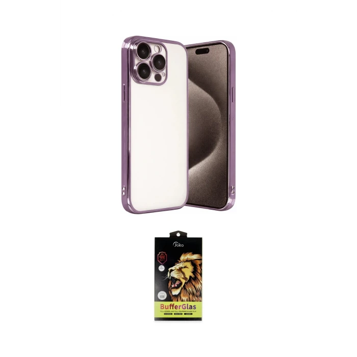 ieg™ iPhone 15 Pro Max Kılıf Vadi Minimal - Siyah Buffer Cam Ekran Koruyucu