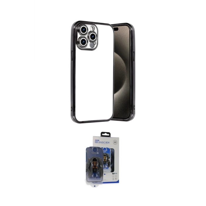 ieg™ iPhone 15 Pro Max Kılıf Vadi Minimal - Siyah Vanessa Magic Cam