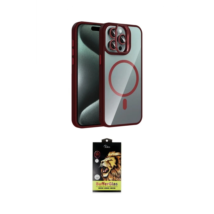 ieg™ iPhone 15 Pro Max Kılıf Yadigar Asil Koleksiyonu - Siyah Buffer Cam Ekran Koruyucu