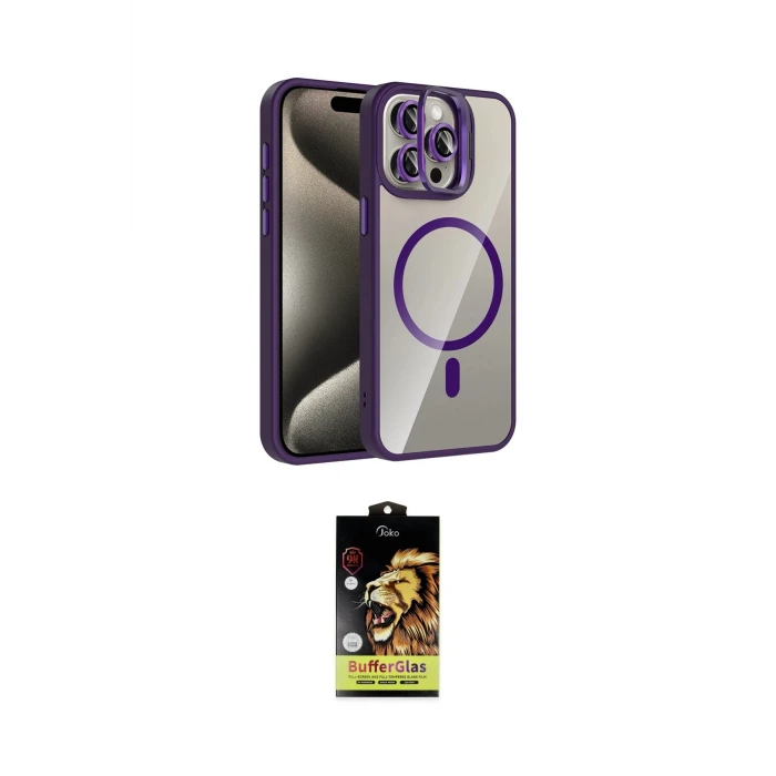 ieg™ iPhone 15 Pro Max Kılıf Yadigar Asil Koleksiyonu - Siyah Buffer Cam Ekran Koruyucu