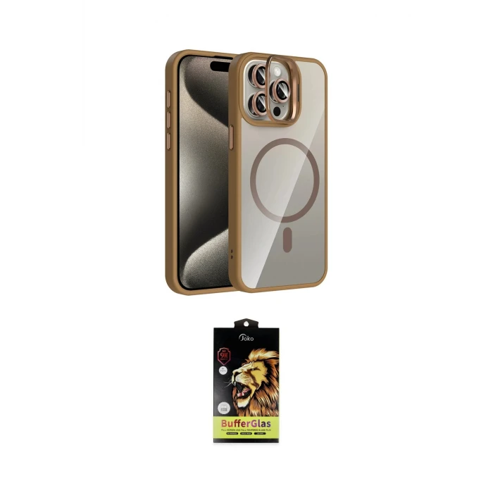ieg™ iPhone 15 Pro Max Kılıf Yadigar Asil Koleksiyonu - Siyah Buffer Cam Ekran Koruyucu