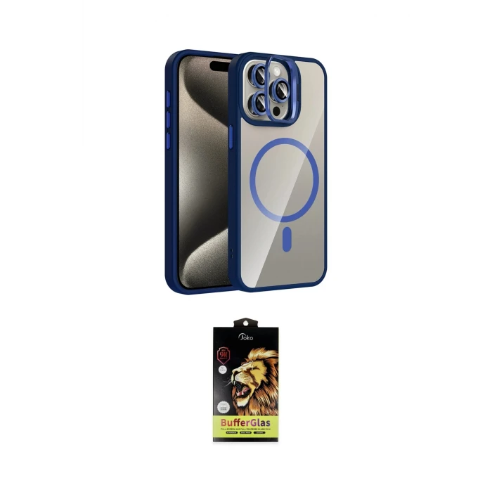 ieg™ iPhone 15 Pro Max Kılıf Yadigar Asil Koleksiyonu - Siyah Buffer Cam Ekran Koruyucu