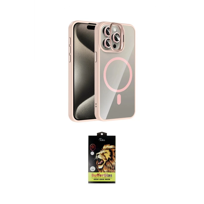 ieg™ iPhone 15 Pro Max Kılıf Yadigar Asil Koleksiyonu - Siyah Buffer Cam Ekran Koruyucu
