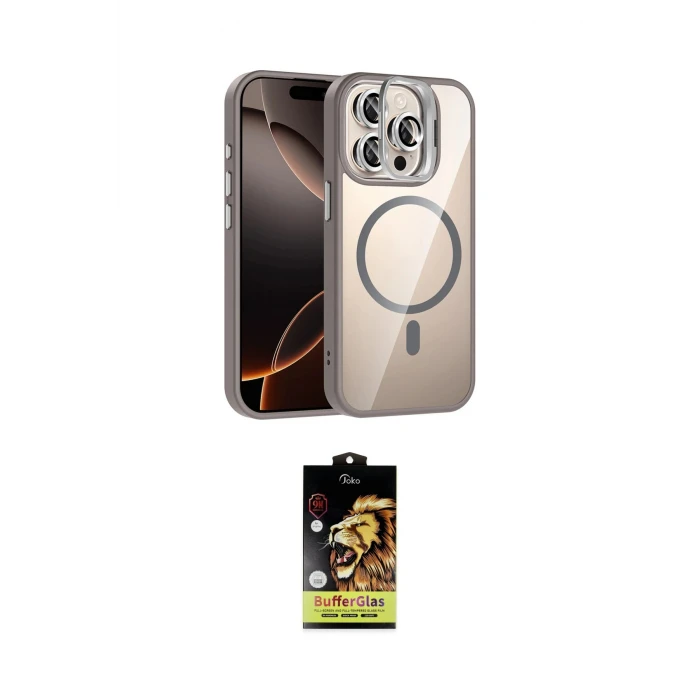 ieg™ iPhone 15 Pro Max Kılıf Yadigar Asil Koleksiyonu - Siyah Buffer Cam Ekran Koruyucu