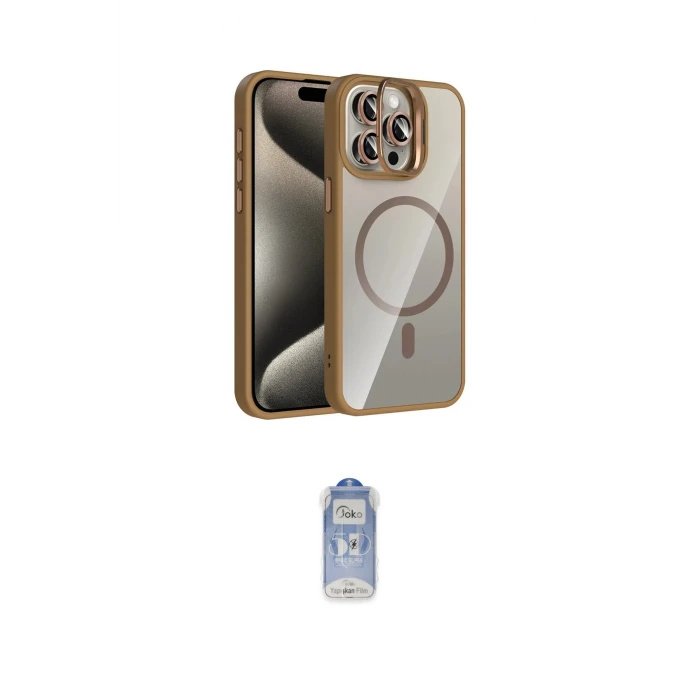 ieg™ iPhone 15 Pro Max Kılıf Yadigar Asil Koleksiyonu - Siyah Joko Magic 5D Cam