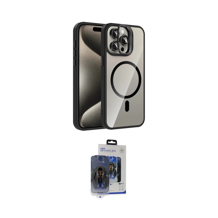 ieg™ iPhone 15 Pro Max Kılıf Yadigar Asil Koleksiyonu - Siyah Vanessa Magic Cam