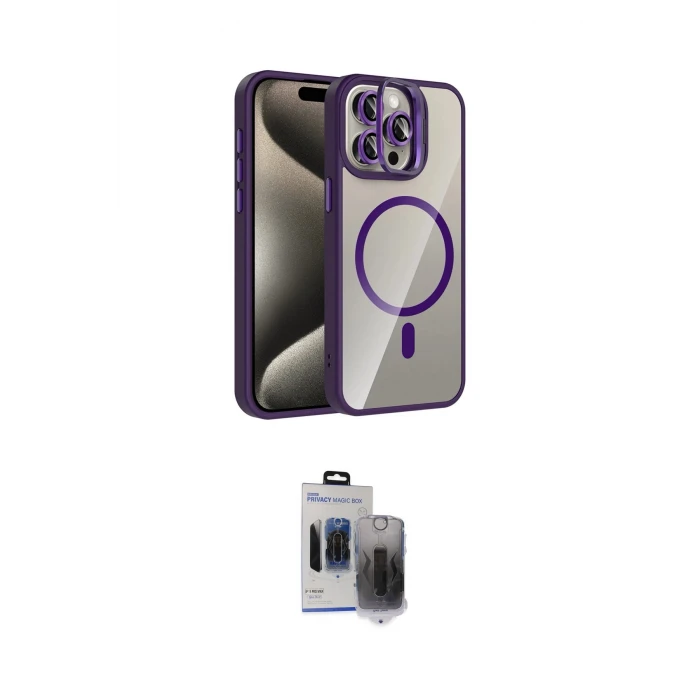ieg™ iPhone 15 Pro Max Kılıf Yadigar Asil Koleksiyonu - Siyah Vanessa Magic Hayalet Cam