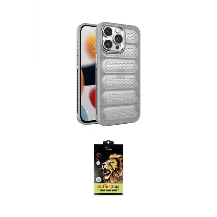 ieg™ iPhone 15 Pro Max Kılıf Yadigar Doku Özel Seri - Siyah Buffer Cam Ekran Koruyucu