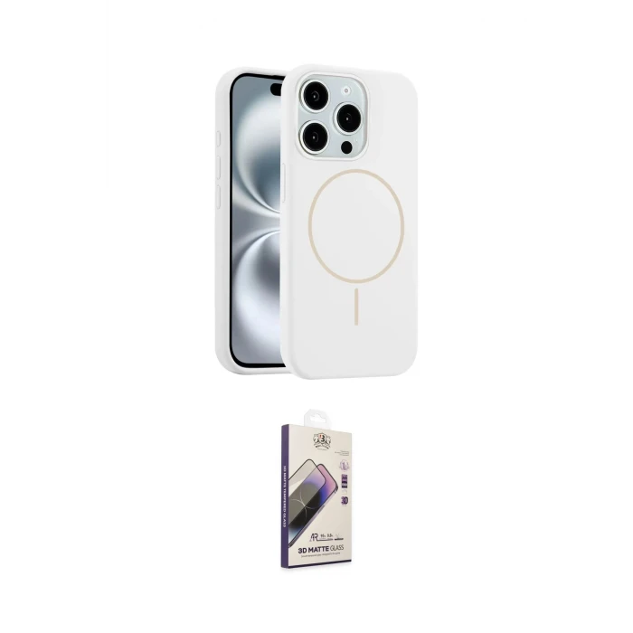 ieg™ iPhone 15 Pro Max Kılıf Yankı Form Serisi - Siyah Bilvis 3D Mat Cam Ekran Koruyucu