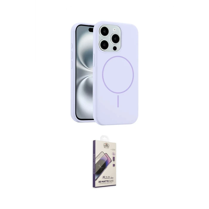 ieg™ iPhone 15 Pro Max Kılıf Yankı Form Serisi - Siyah Bilvis 3D Mat Cam Ekran Koruyucu