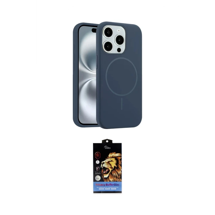 ieg™ iPhone 15 Pro Max Kılıf Yankı Form Serisi - Siyah Buffer Hayalet Cam Ekran Koruyucu