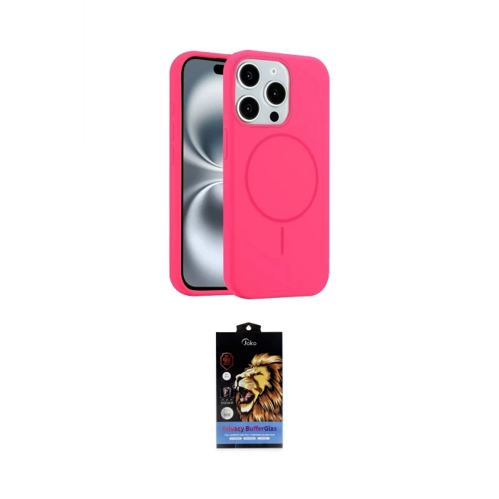 ieg™ iPhone 15 Pro Max Kılıf Yankı Form Serisi - Siyah Buffer Hayalet Cam Ekran Koruyucu