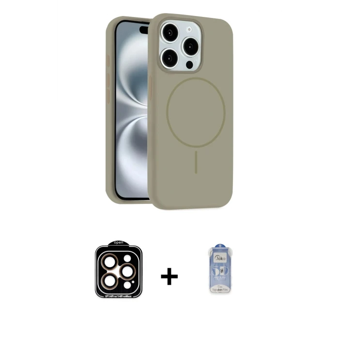 ieg™ iPhone 15 Pro Max Kılıf Yankı Form Serisi - Siyah Joko Magic 5D Cam + PVD Metal Kamera Lens - TU