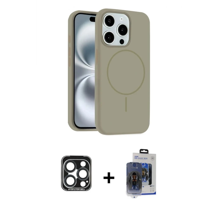 ieg™ iPhone 15 Pro Max Kılıf Yankı Form Serisi - Siyah Vanessa Magic Cam + PVD Metal Kamera Lens - LT