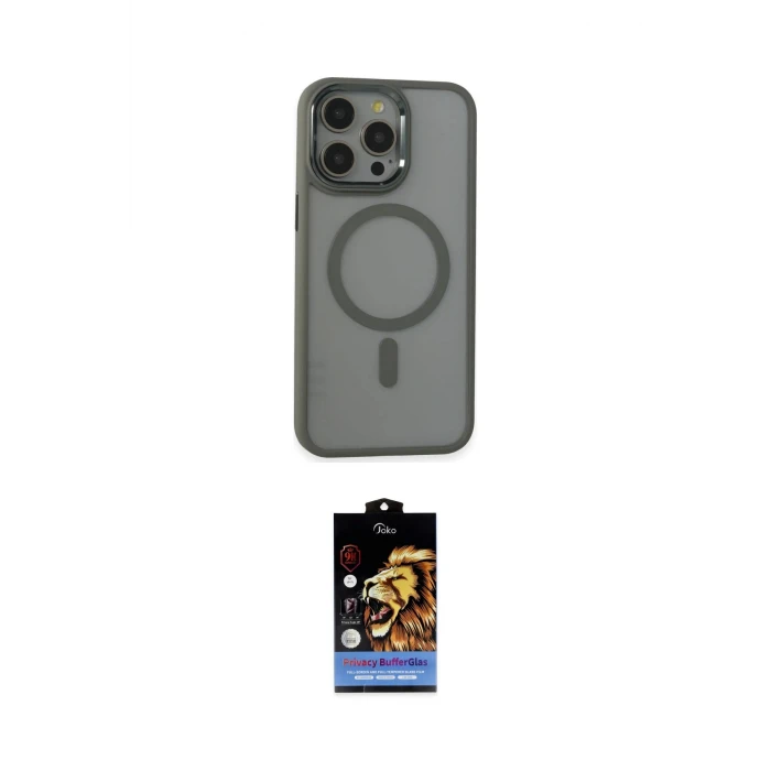 ieg™ iPhone 15 Pro Max Kılıf Yankı Işık Özel Seri - Siyah Buffer Hayalet Cam Ekran Koruyucu
