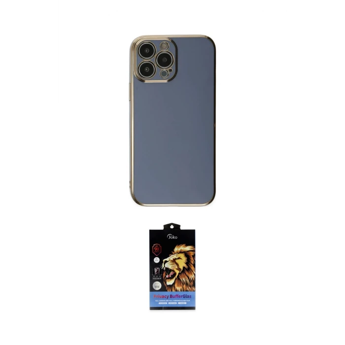 ieg™ iPhone 15 Pro Max Kılıf Yankı Serisi - Siyah Buffer Hayalet Cam Ekran Koruyucu