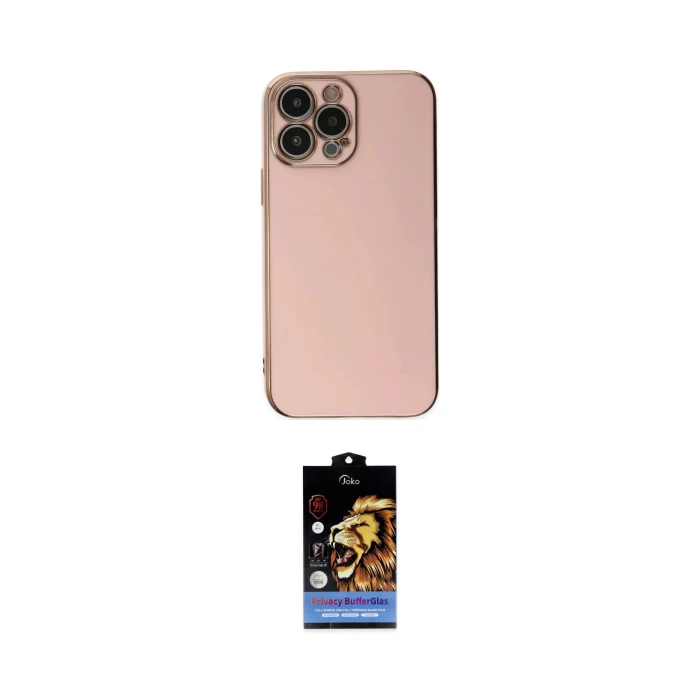 ieg™ iPhone 15 Pro Max Kılıf Yankı Serisi - Siyah Buffer Hayalet Cam Ekran Koruyucu