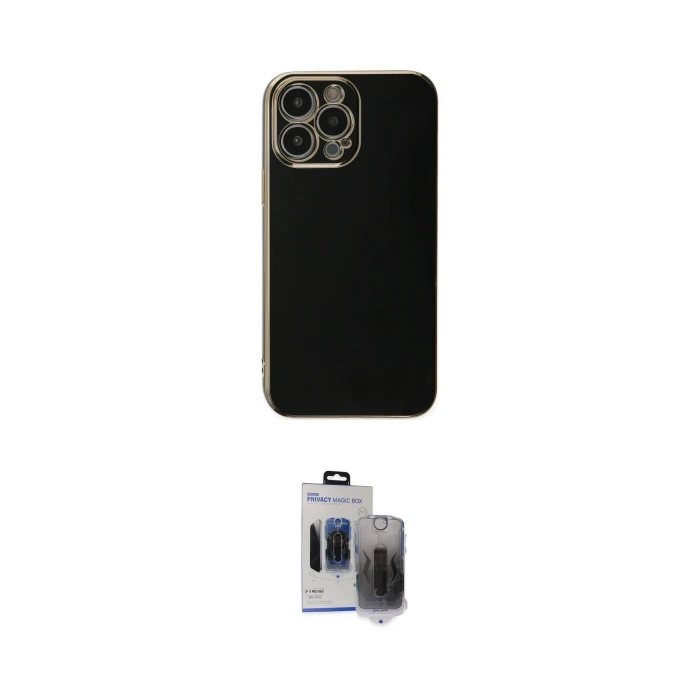 ieg™ iPhone 15 Pro Max Kılıf Yankı Serisi - Siyah Vanessa Magic Hayalet Cam