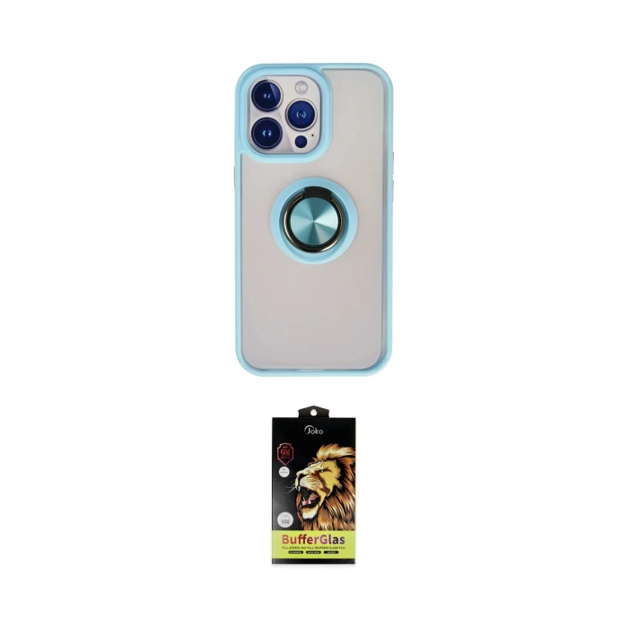 ieg™ iPhone 15 Pro Max Kılıf Yörünge Çizgi - Siyah Buffer Cam Ekran Koruyucu