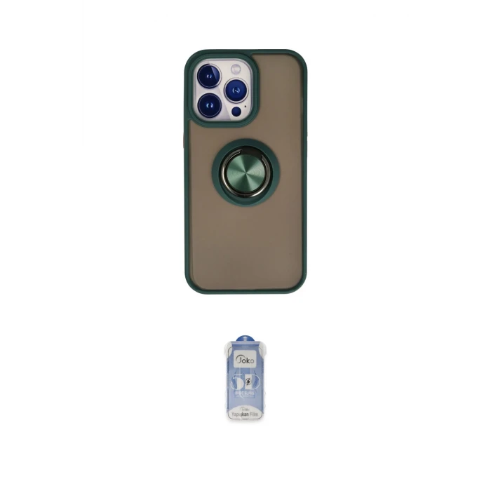 ieg™ iPhone 15 Pro Max Kılıf Yörünge Çizgi - Siyah Joko Magic 5D Cam