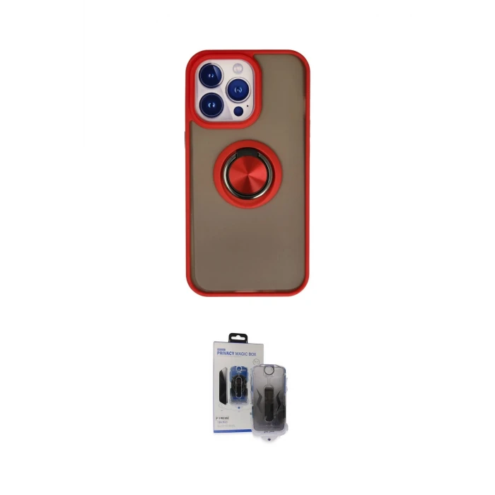 ieg™ iPhone 15 Pro Max Kılıf Yörünge Çizgi - Siyah Vanessa Magic Hayalet Cam