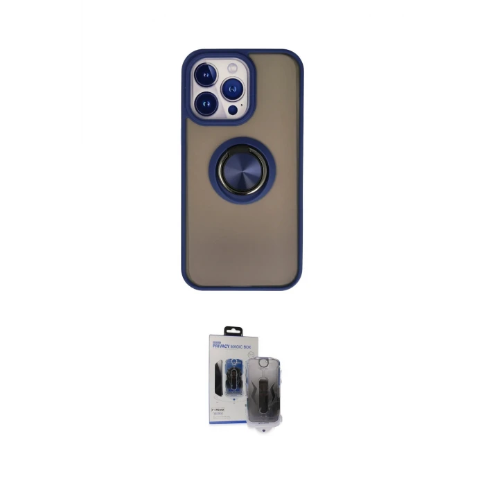 ieg™ iPhone 15 Pro Max Kılıf Yörünge Çizgi - Siyah Vanessa Magic Hayalet Cam
